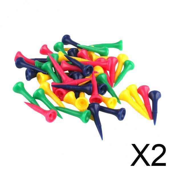2 X 50 Tees De Golf De Plástico Graduados De Colores Variados De 40 Mm, Accesorios Para Golfistas
