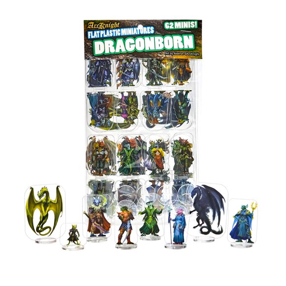Arcknight Flat Plastic Miniatures: Dragonborn; 62 Unique Dragonborn-Themed Minis For Dnd 5E And Pathfinder; Affordable Skinny Figurines For Dungeons And Dragons And Other Tabletop Rpg Games