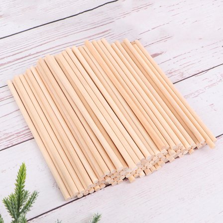 ORDDIART 100Pcs Short Craft Sticks Wooden Round Dowel Rods for Diy Woodworking Toy Building Khaki 5.9x0.2x0.2in