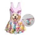 thumbnail image 6 of Uourmeti Easter Puppy Print Skirted One-Piece Swimsuit for Girls - Quick Dry, Stretchy Swim Dress for Beach & Pool Vacation, 6 of 8