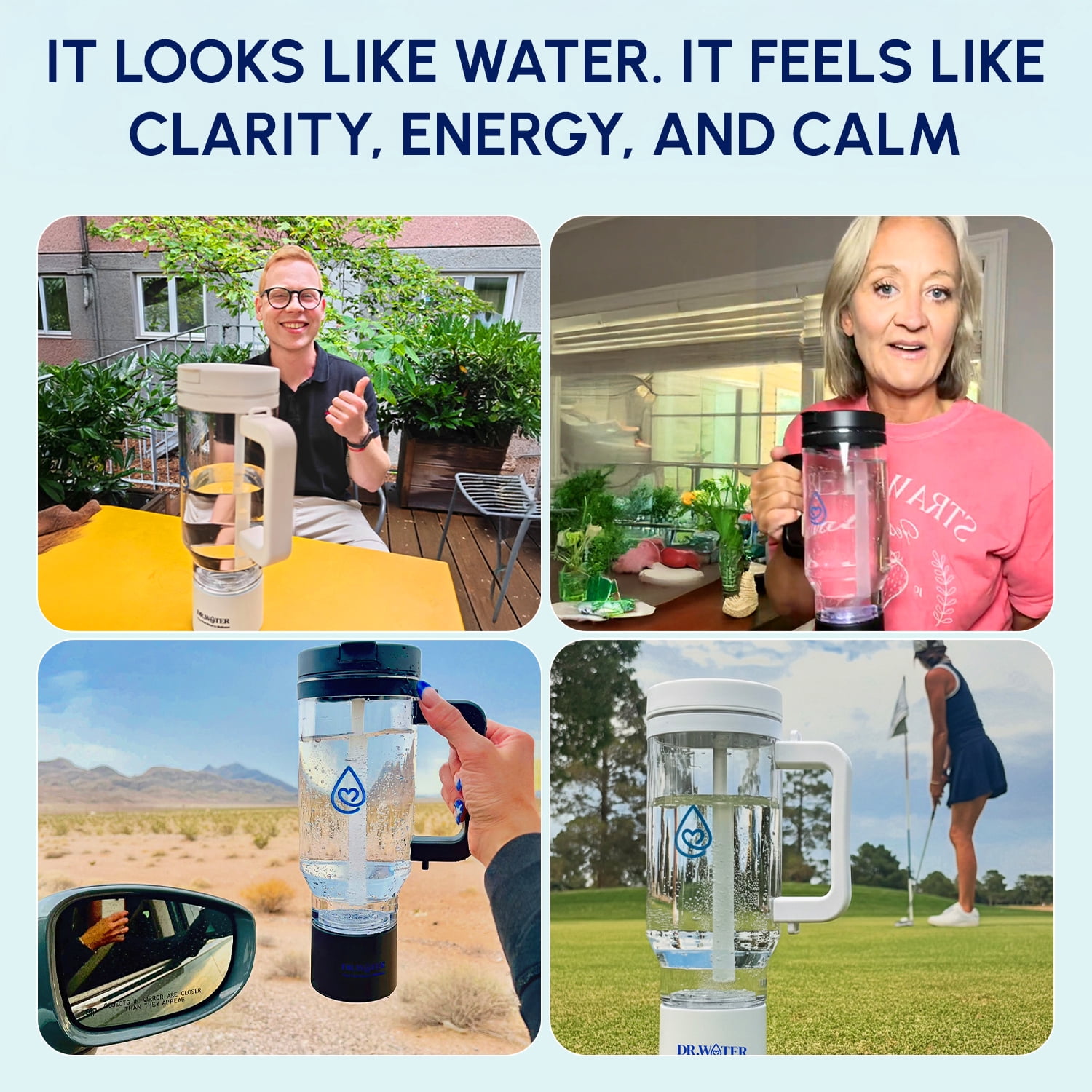 Dr.Water Hydrogen Water Tumbler | 3X More Hydrogen Concentration | 32oz Hydrogen Water Generator | Hydro Tumbler 3PPM White