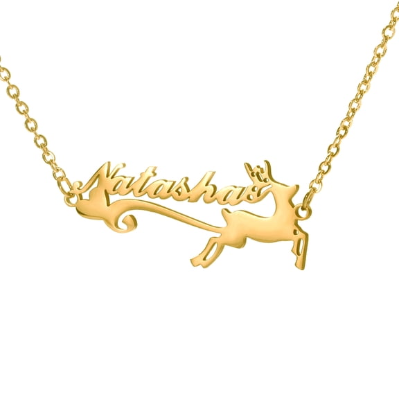 Vakki Name Customized Necklaces Stainless Steel Deer Personalized Name Necklace for Women Customized Gift