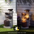 thumbnail image 3 of 31.5 Inch 4-Tier Bowl Cascading Water Fountain, Freestanding Rustic Stone Column Waterfall with Warm LED Lights, Low Noise & UV Weather Resistant, Zen Relaxing Decor for Garden, Patio, Backyard, 3 of 8