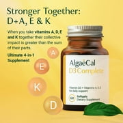AlgaeCal Plant Calcium & D3 Complete Supplement | Clinically Supported to Stop Bone Loss | 13 Minerals + Vitamin D3, A, E, K for Bone, Joint, and Immune Health | Natural Calcium with Magnesium & Zinc