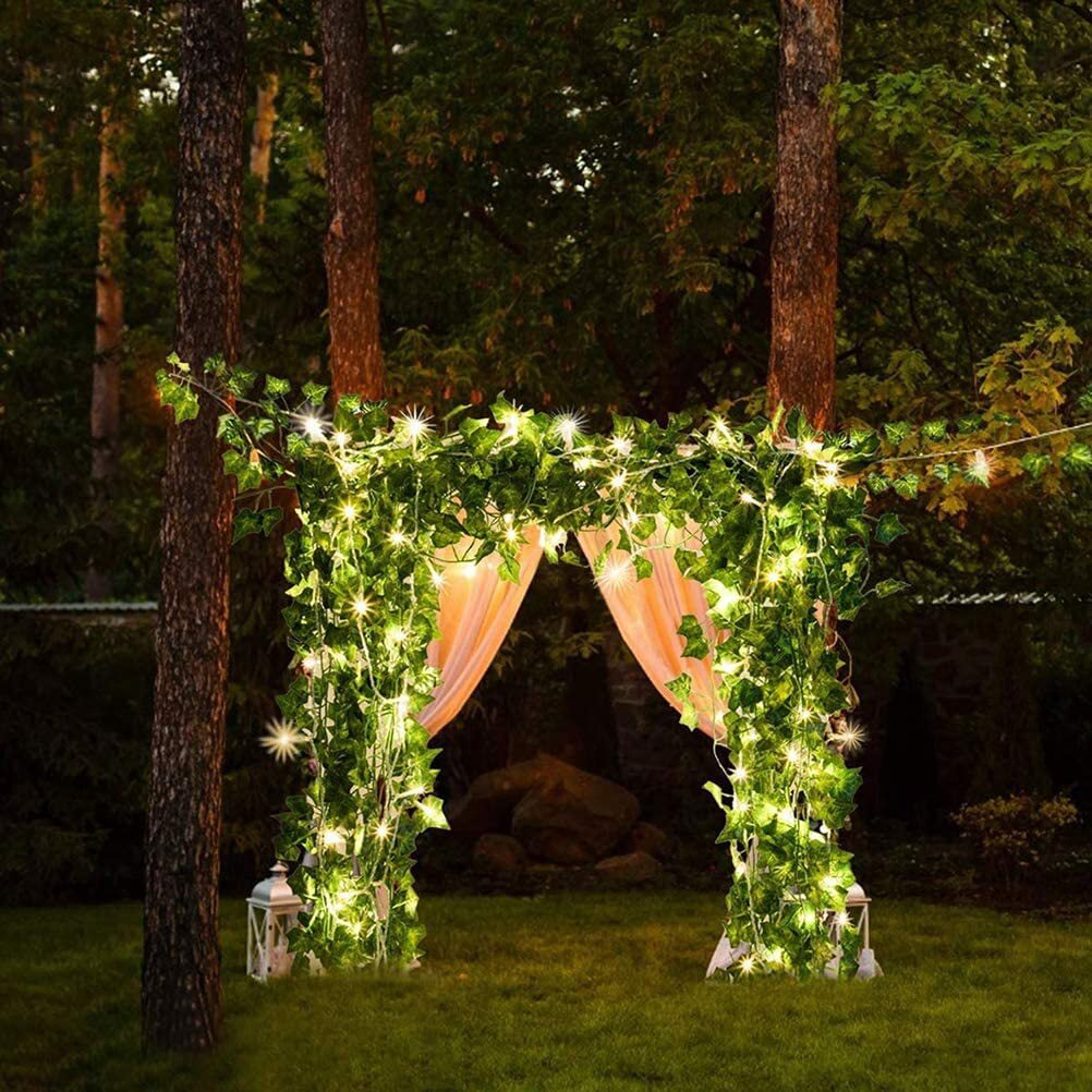 RECUTMS Artificial Ivy Fake Vines, 173 FT with 200 LED String Light,  Greenery Garland Hanging Leaf Plants for Room Garden Office Wedding Wall  Décor