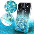 thumbnail image 3 of Case for Galaxy A21 Case w/ TPU Screen Protector Liquid Quicksand Glitter Cute Bling Girls Women [Shock Proof] for Samsung Galaxy A21 - Clear/Teal, 3 of 5