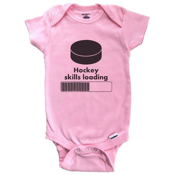 Hockey Skills Loading Funny Baby Bodysuit (Pink), 0-3 Months