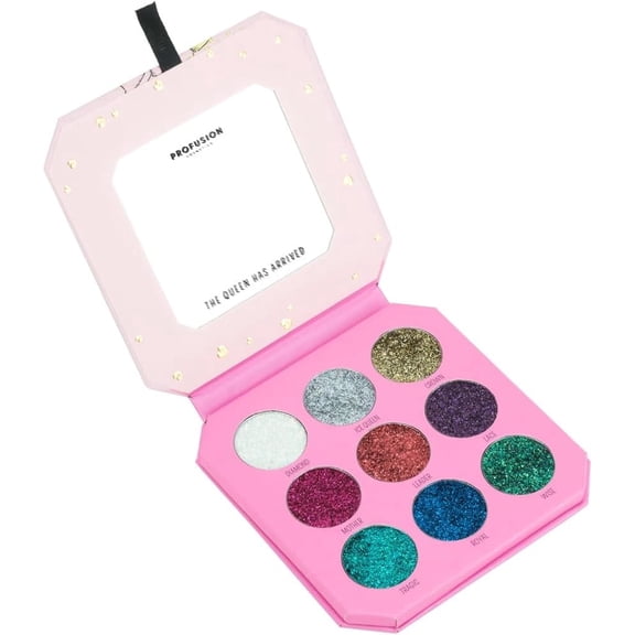 Profusion Cosmetics Majestic Gems 9-Shade Pressed Glitter Palette, Highly Pigmented Long-Lasting Shimmer Finish for Eyes, Face & Body