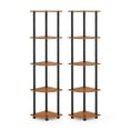 thumbnail image 3 of Furinno TURN-N-TUBE 5-Tier Corner Bookshelf Set of 2 with Open Storage Shelves, Light Cherry, 3 of 4