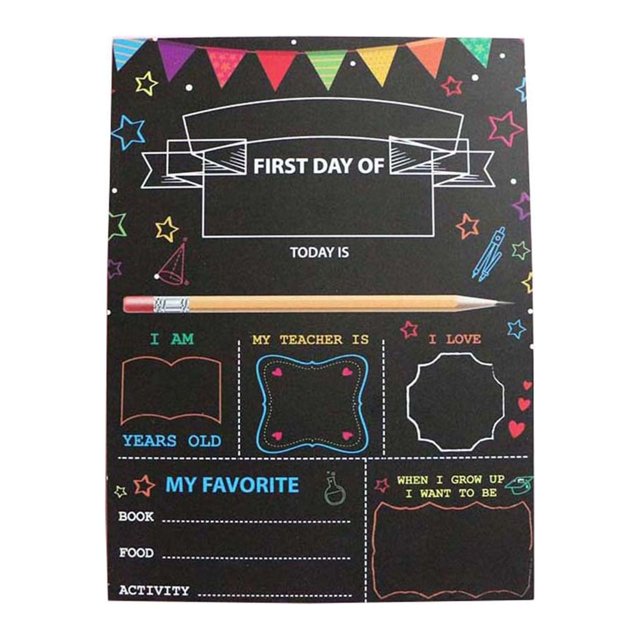 Double-Sided Printed Message Board for The New Semester School Term Small Blackboard Students Commercial Double Sided Printing English Handwriting Tablet Children's Drawing Board Wooden Artifact Deco