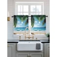 thumbnail image 2 of Coastal Ocean Tier Curtains 24 Inch Length,Sheer Curtains for Bedroom Living Room Window Sandy Beach Coconut Tree Blue Sky Scenery Small Half Window Kitchen Curtains & Drapes 27.5"x24" 2 Panels, 2 of 6