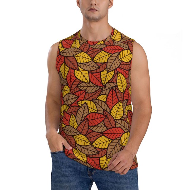 Balery Fall Leaves Camisetas sin mangas para hombre, absorbe la humedad y protege contra el mal olor.-Medium