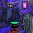 thumbnail image 5 of 30.7in Black Witches Cauldron with String Lights - Large Halloween Party Bowl for Home & Porch Decoration - Black, 5 of 6