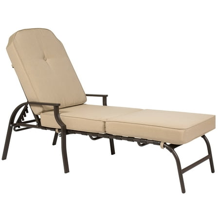 Best Choice Products Outdoor Steel Patio Chaise Lounge Chair with Cushion, (Best Chaise Lounge Chairs)