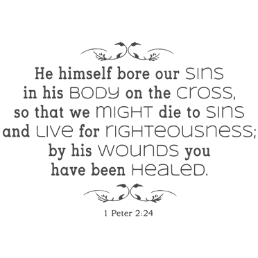 1 Peter 2:24 - He himself bore our sins in his… Vinyl Decal Sticker Quote - Small - Dark Gray