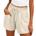 thumbnail image 2 of Wide Leg Shorts for Women Summer Casual Lightweight Elastic High Waist Loose Fit Beach Shorts with Pockets, 2 of 7