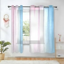 Yayeee Window Curtains Set of 2 for Living Room Light Filtering 63"x42", Light Blue Stripes