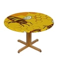 thumbnail image 3 of Awypu  Yellow Bees Honeycombs Round Tablecloth with Elastic Edged Fitted Table Cloths Cover Mat Washable Polyester Spill Proof Table Covers for Indoor outdoor Dinning Patio Table  White, 3 of 7