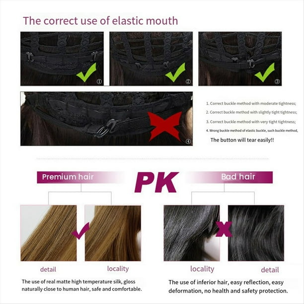 Peluca de SimulacióN Europea y de 64 Cm, Cabello Femenino, Conjunto de Cabeza con Raya Central, Conjunto de Cabello para Mujer, Peluca de Cabeza,B