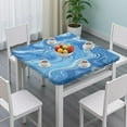 thumbnail image 3 of Blue White Tie Dye Swirl Pattern Square Fitted Tablecloth with Elastic Edge,Square Table Cover,Washable Elastic Table Cover for Home Kitchen Party Decor 36"x36", 3 of 6