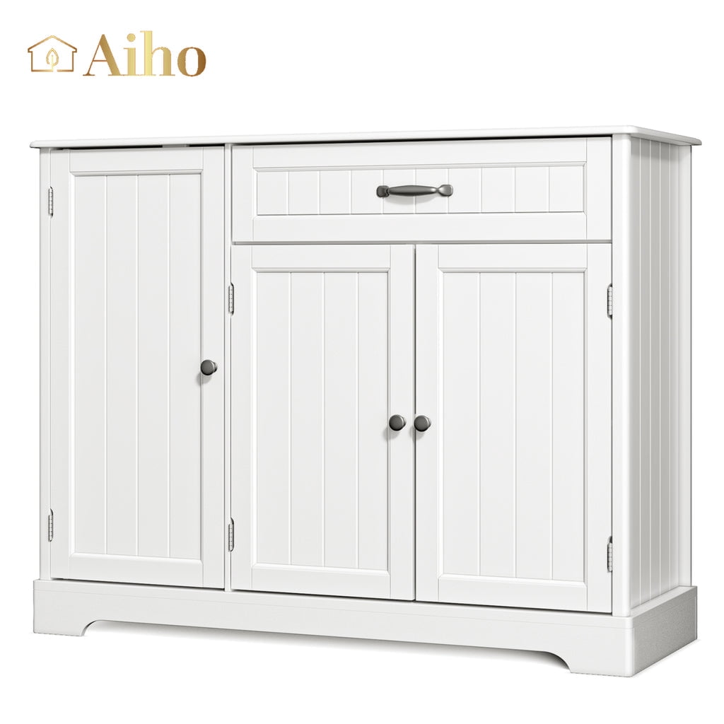 Aiho Kitchen Pantry Cabinet with Doors and Shelves, Coffee Bar Cabinet with Storage, Sideboard Buffet Cabinet for Kitchen, Dining Room, Living Room - White