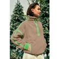 thumbnail image 3 of PUWEI Women's Fleece Sherpa Pullover Oversized Half-Zip Sweatshirt Warm Fuzzy Sweater with Pockets, 3 of 7