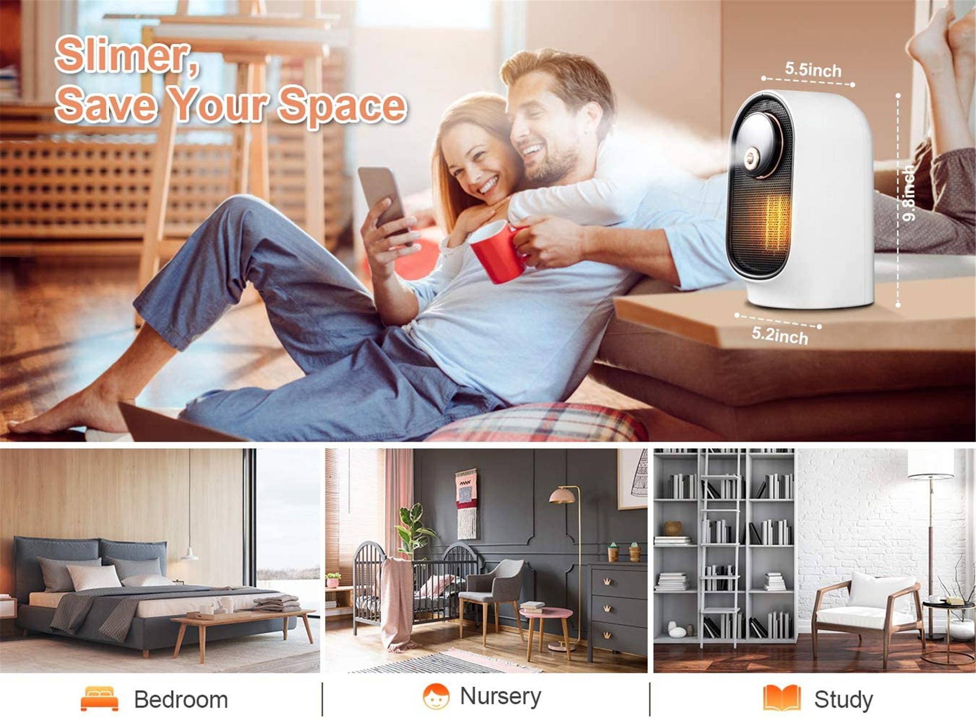 800W Portable Space Heater with Humidifier, Tower Ceramic Heater with