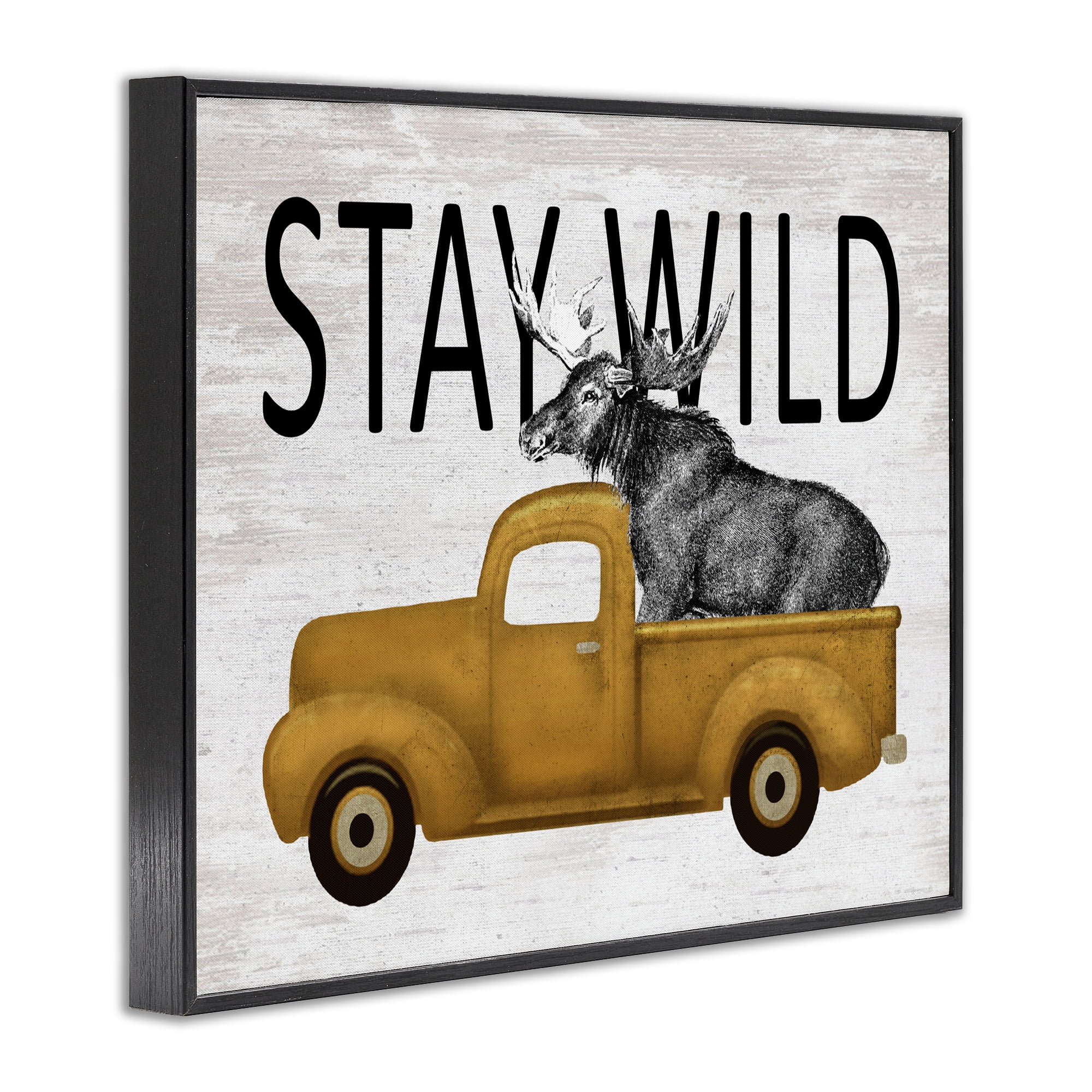 Stay Wild Moose Truck Black Framed Giclee Art, design by Lettered and Lined