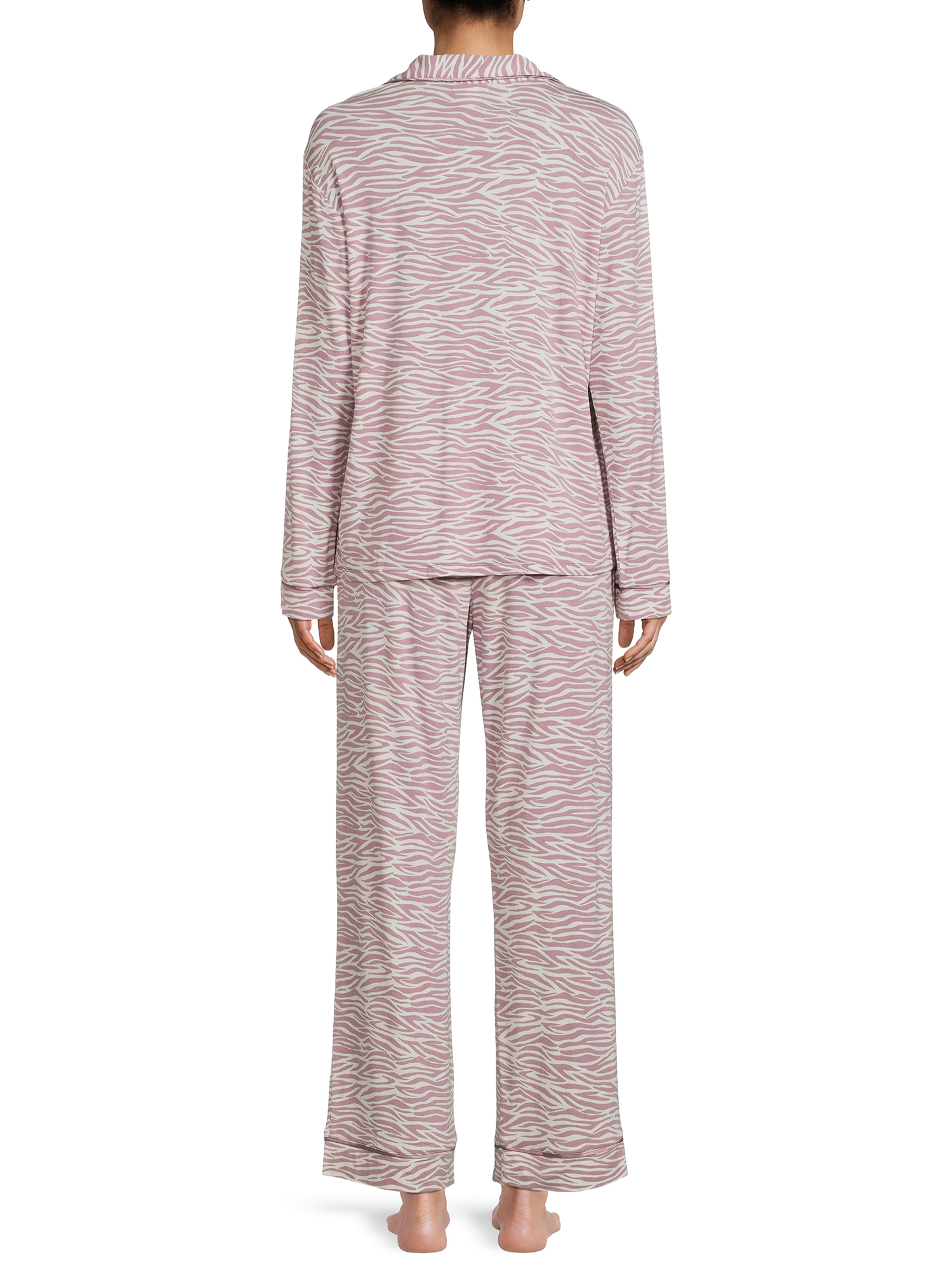 Sealy Women’s Long Sleeve Notch Collar Top and Pants Sleepwear Set, 2-Piece