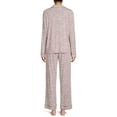 thumbnail image 3 of Sealy Women’s Long Sleeve Notch Collar Top and Pants Sleepwear Set, 2-Piece, 3 of 5