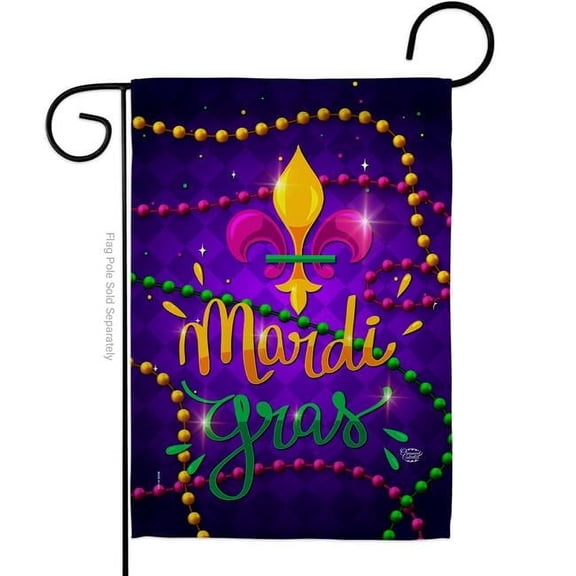 Ornament Collection G192435-BO 13 x 18.5 in. Mardi Gras Beads Garden Flag with Spring Double-Sided Decorative Vertical Flags House Decoration Banner Yard Gift