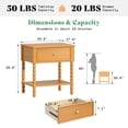 thumbnail image 2 of Merluxy Solid Wood Nightstand with Turned Legs, Vintage Wide Bedside Table with Drawer, Wooden End Table for Bedroom/Living Room, Natural, 2 of 9