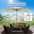 thumbnail image 3 of Sunrise Outdoor 10' Patio Umbrella 8 ribs with Tilt and Crank Garden Parasol Market Sunshade Umbrella (Ecru), 3 of 10