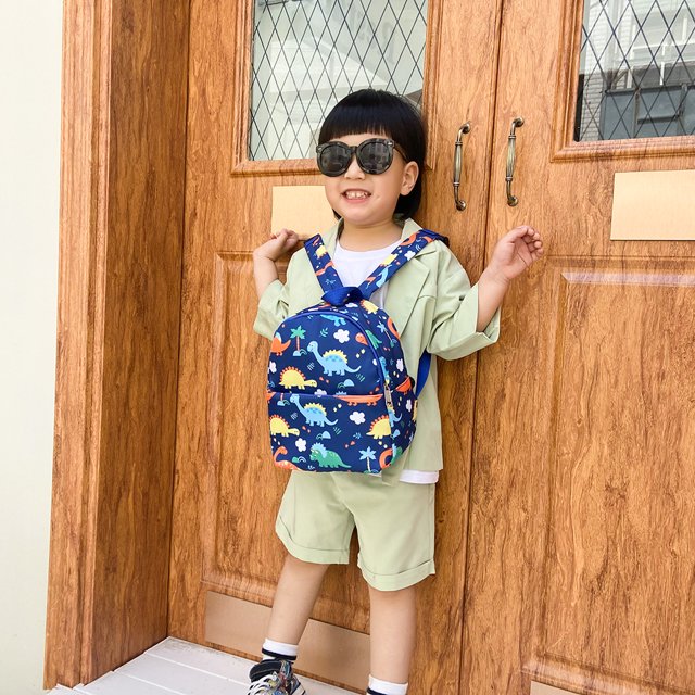 Bolso Mochila escolar para niños, mochila de nailon con dinosaurio de dibujos animados de animales bonitos para niños y niñas