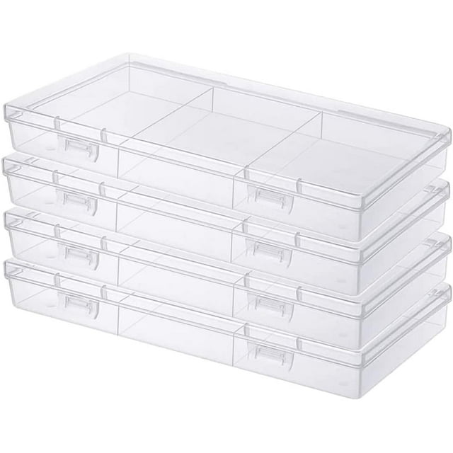 Gebildet Clear Rectangular Plastic Bead Storage Containers Box Case with lid for Pills, Tiny Bead, Jewellery & Craft Items etc (4pcs)