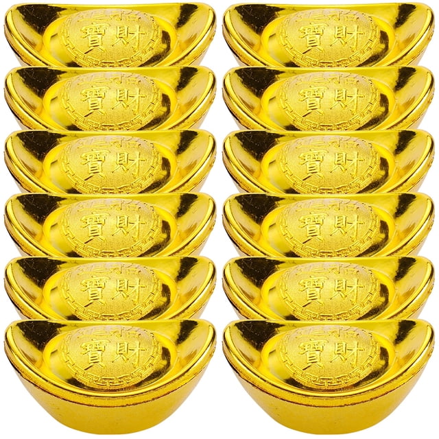 KAKOWELY 12 lingotes de oro artificiales, modelo de lingote de oro simulado, caja de dulces con forma de lingote de oro