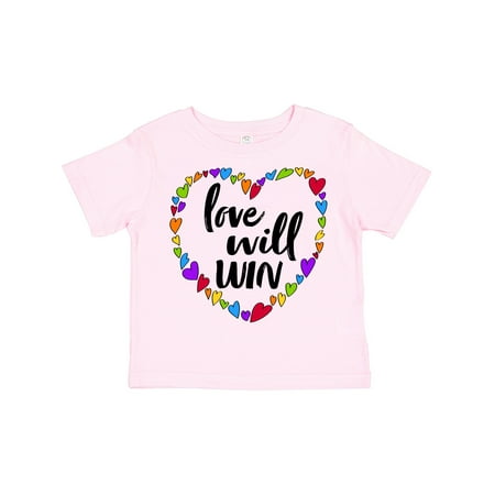 

Inktastic Love Will Win- Pride Rainbow Hearts Gift Toddler Boy or Toddler Girl T-Shirt