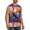 Zufioo Rooster Oil Painting Men's Tank Top,Men's Sleeveless Muscle