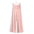 thumbnail image 5 of Pants for Women Coral Fold Over Yoga Pants Solid Wide Leg Loose Fit Ruched Waist Pants for Yoga Sports Everyday Yoga Pants Women, 5 of 8