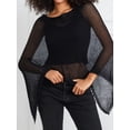 thumbnail image 5 of Women Sheer Poncho Top Lightweight Knit Crochet Shrug Bolero Mesh Batwing Sleeve Sweater Cover Up Beachwear, 5 of 6
