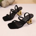 thumbnail image 5 of DeHolifer Strappy Heels for Women Low Block Chunky Square Open Toe Kitten Heels Dressy Wedding Bride Daily Party Dress Shoes, 5 of 8