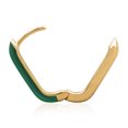 thumbnail image 4 of Gold Plated Dark Green Enamel U Shaped Huggie Hoop Earrings for Women, 4 of 4