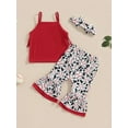 thumbnail image 4 of Wassery Infant Baby Girls Summer Outfit Sets 3 6 9 12 18 24 Months Newborn Girls Clothes Sleeveless Knited Tops with Baseball Print Flared Pants Headband Set 3M-24M, 4 of 9