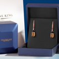 thumbnail image 5 of Gem Stone King 18K Rose Gold Plated Silver Brown Tiger Eye and Black Onyx Dangle Earrings for Women with Lab Grown Diamond (3.47 Cttw, Oval 9X7MM), 5 of 6