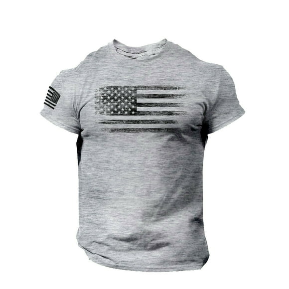 2025 Men's Dress Shirts Men's Printed T-Shirt American Suits Shirts for Men Flag Distressed O Neck Men Dress Shirt