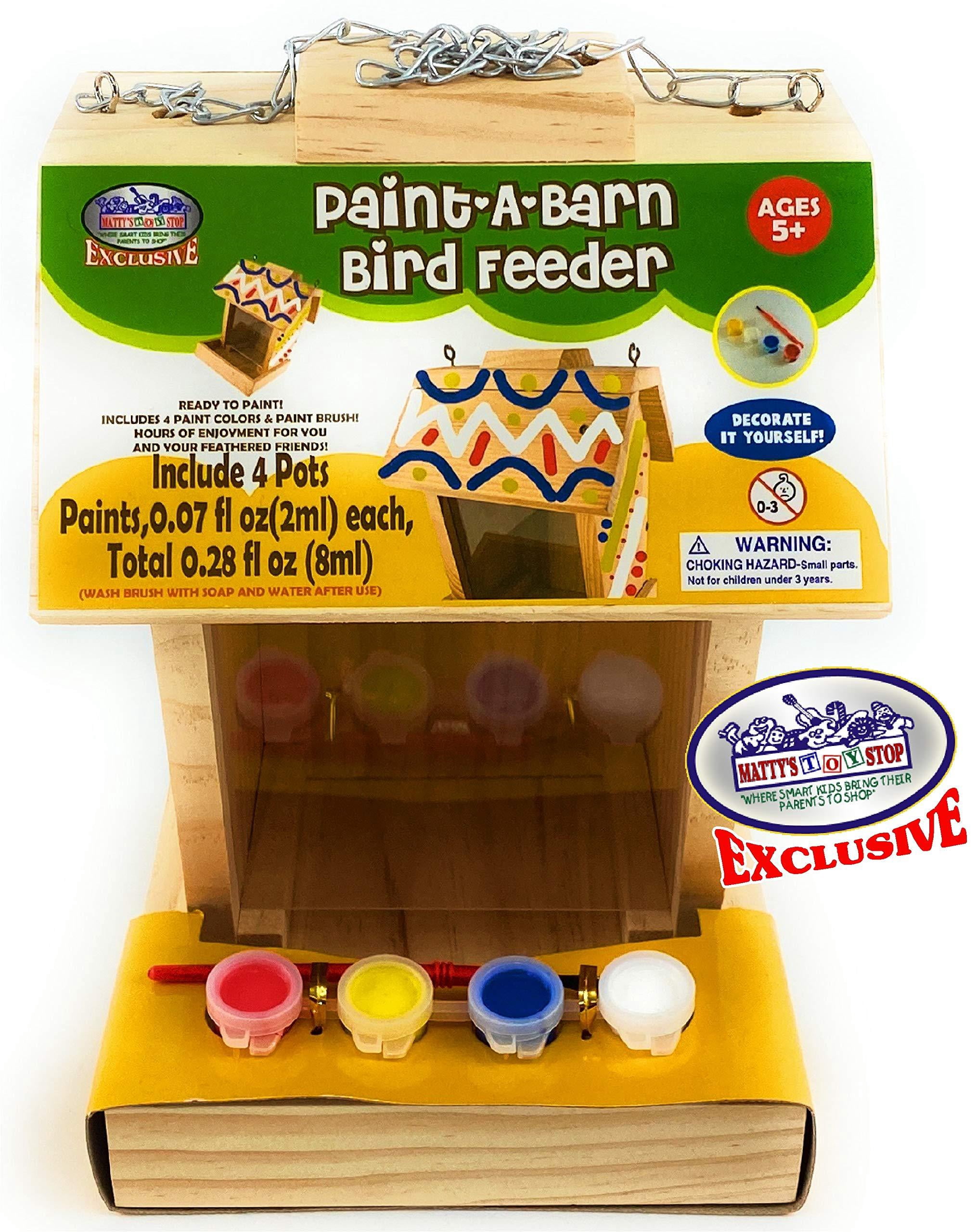 Mɑtty's Toy Stop Paint Your Own Deluxe Large 9" Wooden Bird Feeder (Includes 4 Paints & 1 Brush)
