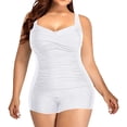 thumbnail image 1 of ¡Rebajas! Traje de baño de una pieza Prolriy para mujer, tallas grandes, vintage, fruncido, blanco, XXL, 1 of 5