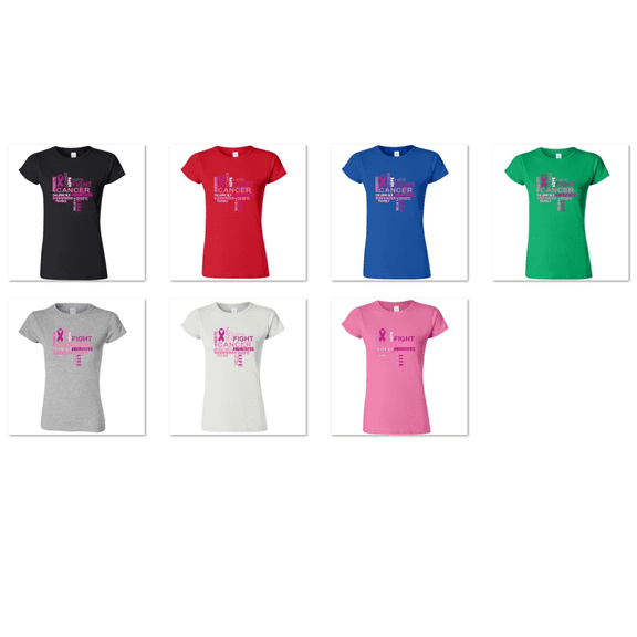 Women's Breast Cancer Awareness Wear Printed T-Shirt Outfit Short Sleeve T-Shirt Soft and Comfy Shirt, Lightweight Shirt Color Black Size Small