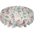 thumbnail image 2 of Coastal Nautical Round Tablecloth 60 Inch - Waterproof Fabric Table Cloth Protector, Summer Beach Starfish Coral Ocean Tablecloths Washable Table Cover for Kitchen Banquet Party, 2 of 6