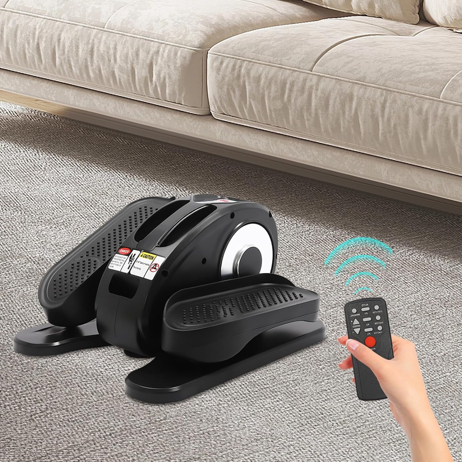 50W Under Desk Elliptical Machine Five-Speed Regulation Electric Seated Foot Pedal Exerciser Mini Elliptical Machines for Seniors Leg Exerciser with Remote Control, LED Screen for Home Office